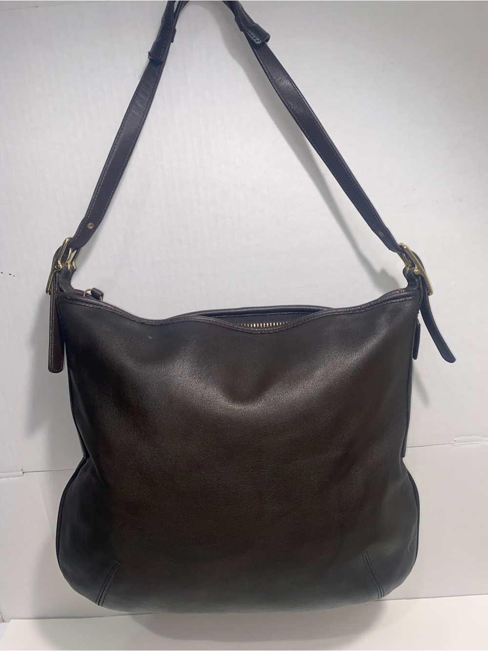 Vintage Coach Dark Brown Leather Hobo Shoulder Bag Adjustable Strap